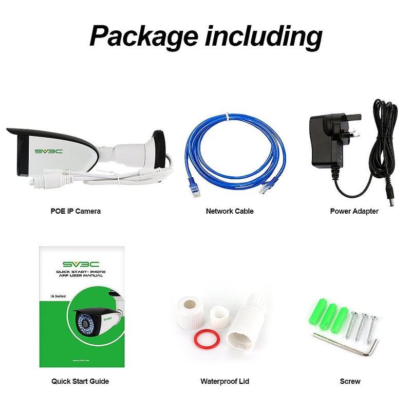 SV3C 4MP POE IP Camera, Outdoor POE Security Camera, Two Way Audio, 36pcs Lights HD 65-100FT Night Vision Home Surveillance Camera, Motion Detection, IP66 Waterproof, RTSP, H265, Blueiris NVR, ONVIF - Image 3